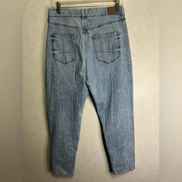 AMERICAN EAGLE Retro Y2k 90’s Striped HIGH WAIST MOM JEANS Baggy Size 8 - Picture 2 of 9